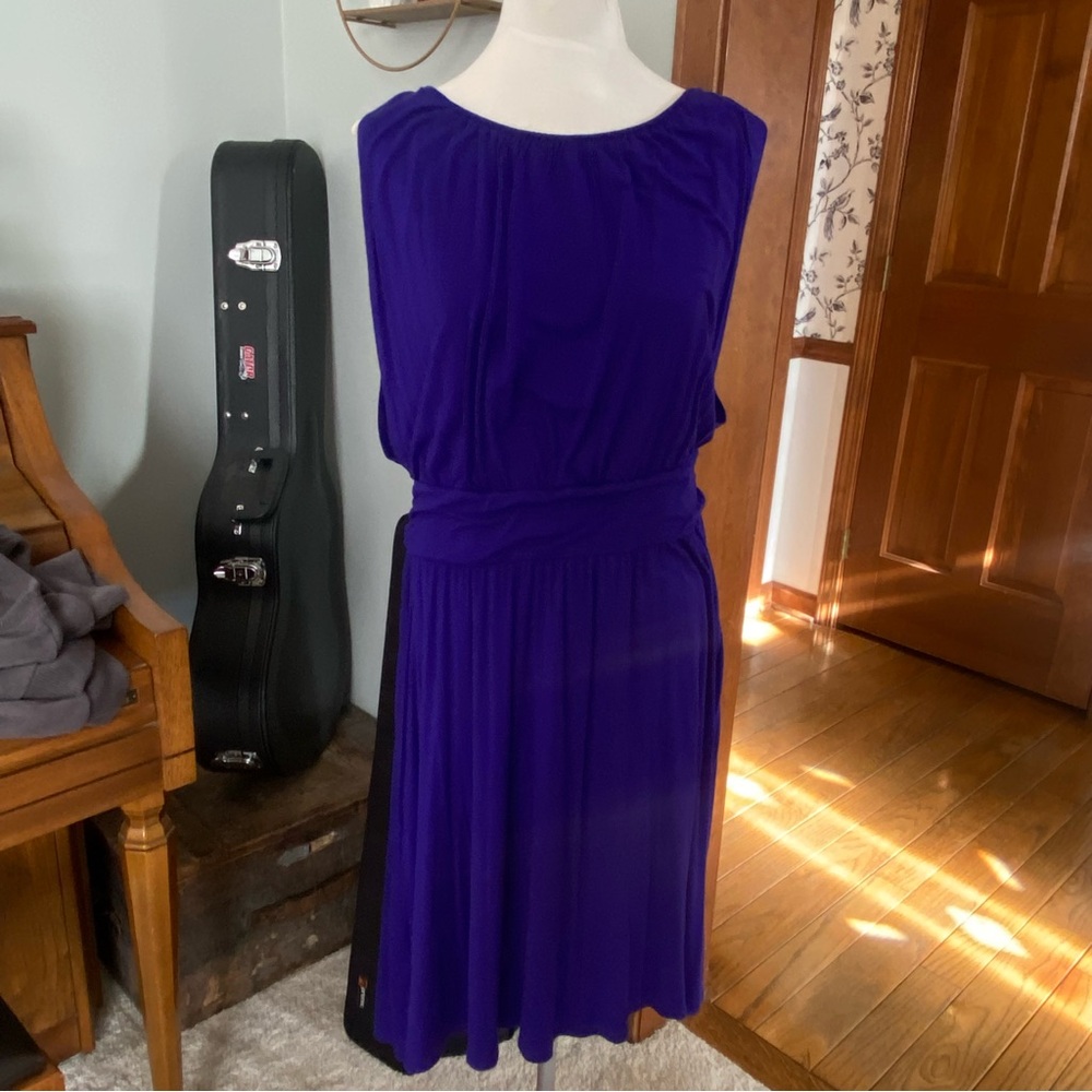 LOFT dress purple knit drape stretch sleeveless size large
